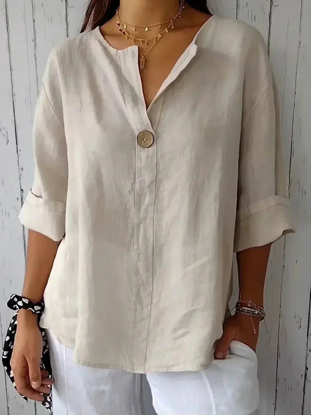 Relaxed V-Neck Blouse