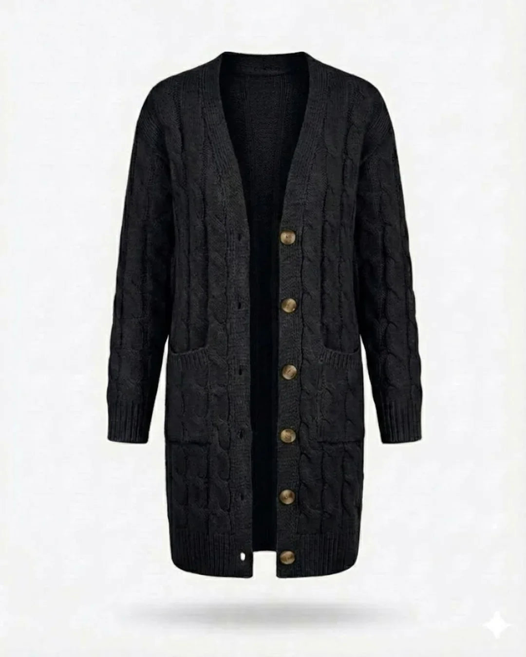 Kiana™ | Cable-Knit Buttoned Mid-Length Cardigan
