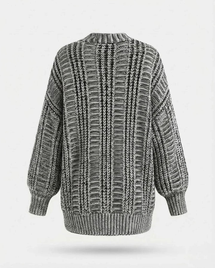 Hortense™ | Cable-Detail Buttoned Oversized Cardigan