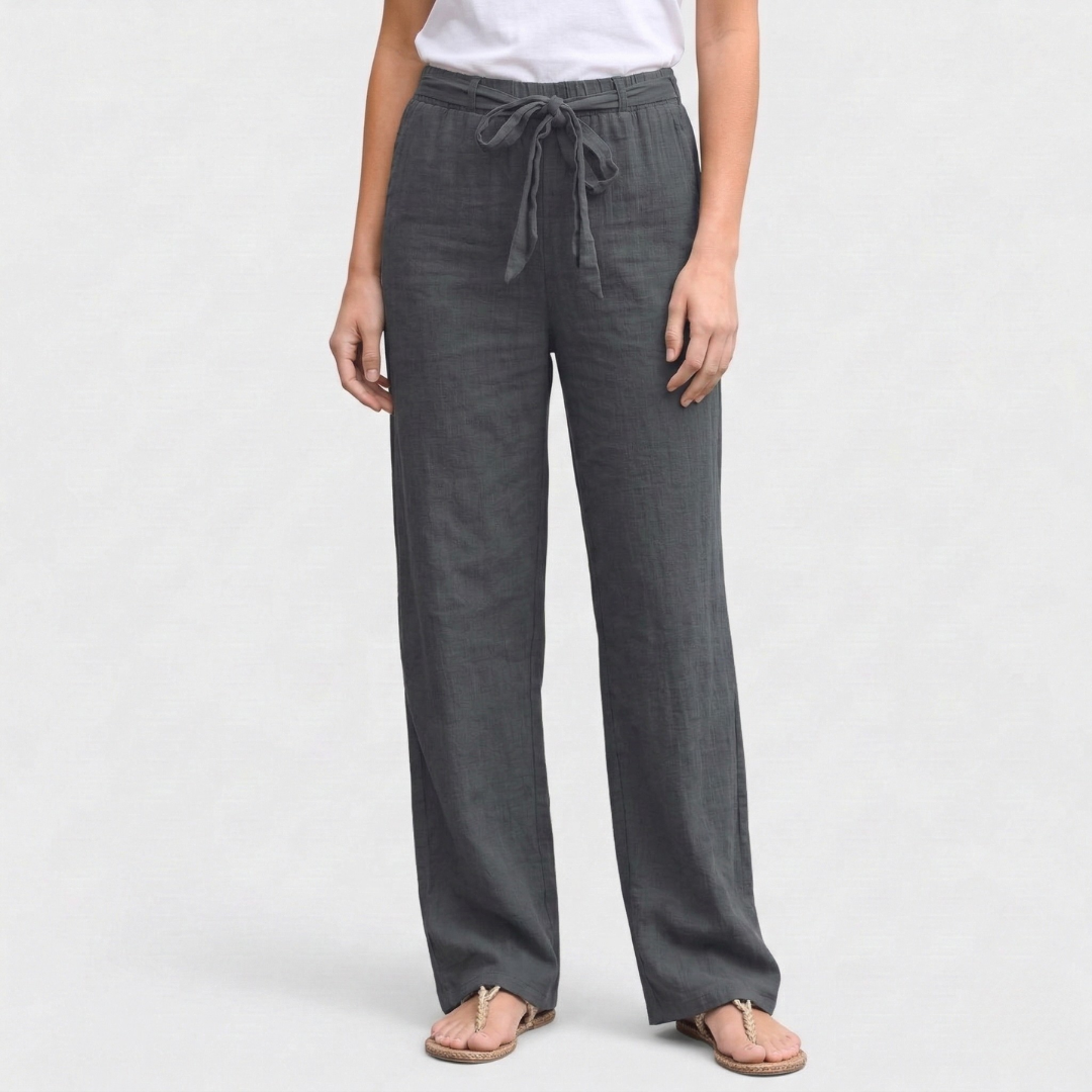 Effortless Relaxed-Fit Tie-Waist Linen Trousers