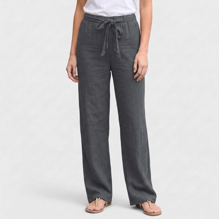 Effortless Relaxed-Fit Tie-Waist Linen Trousers