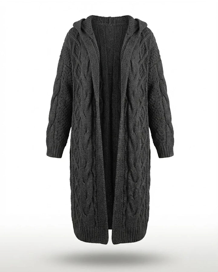 Hester™ | Hooded Cable-Knit Long Cardigan