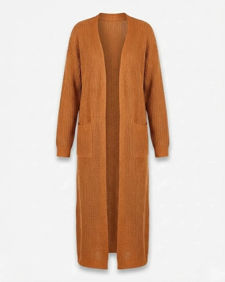 Giada™ | Open-Front Pocket Long Knit Cardigan