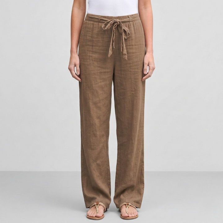 Effortless Relaxed-Fit Tie-Waist Linen Trousers