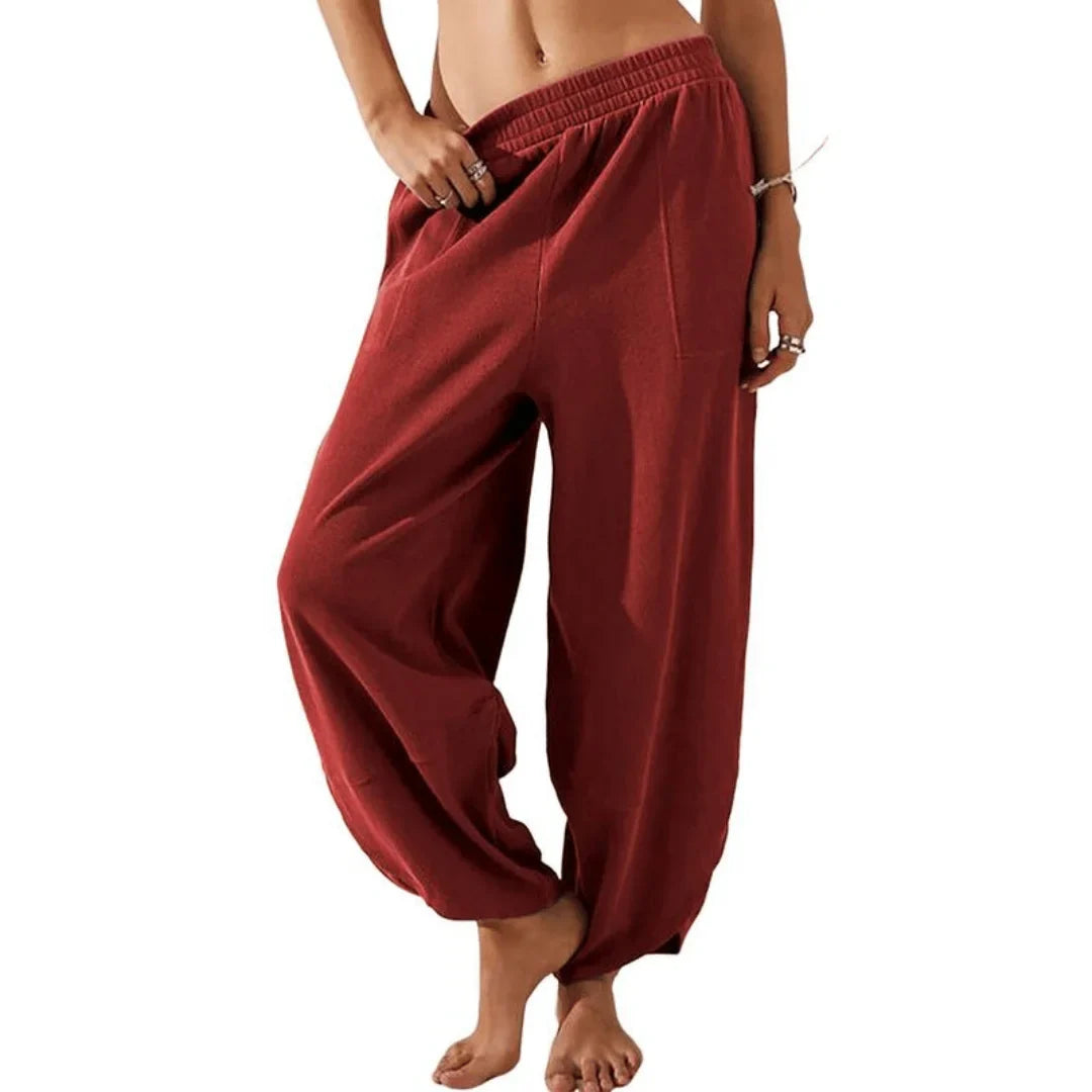 Casual Loose-Fit Elastic Waist Lantern Pants