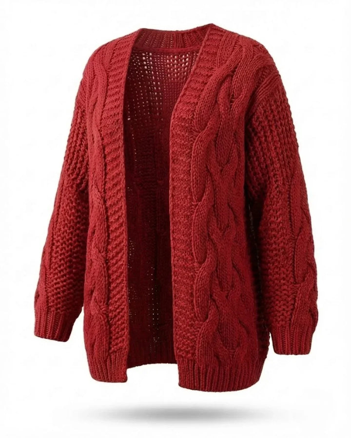Karine™ | Cable-Knit Oversized Short Cardigan