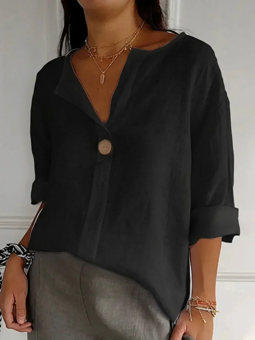 Relaxed V-Neck Blouse