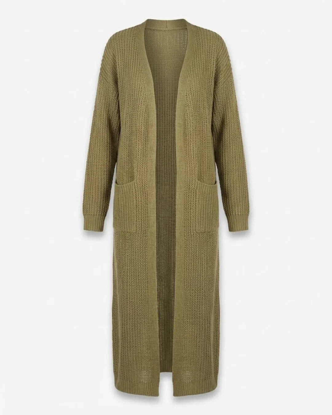 Giada™ | Open-Front Pocket Long Knit Cardigan