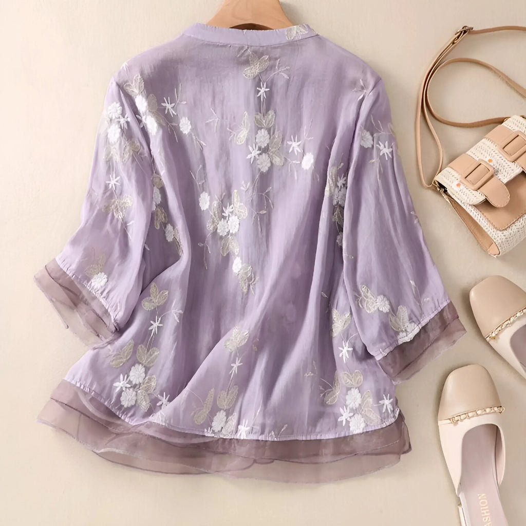 Celeste - Embroidered Cotton Blouse