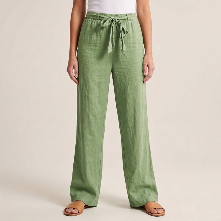 Effortless Relaxed-Fit Tie-Waist Linen Trousers