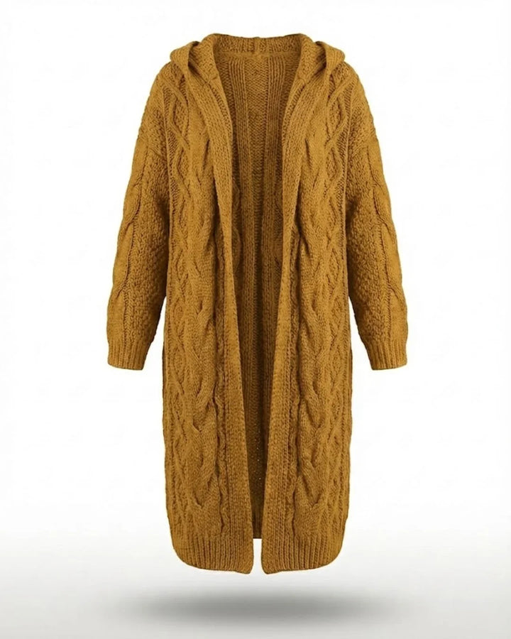 Hester™ | Hooded Cable-Knit Long Cardigan