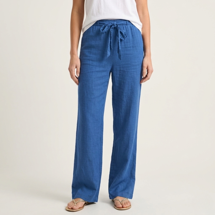 Effortless Relaxed-Fit Tie-Waist Linen Trousers