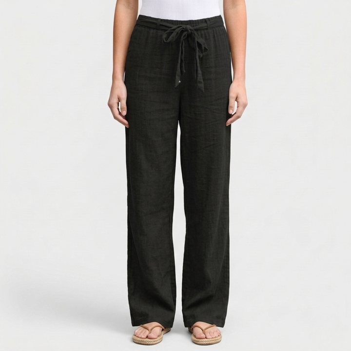 Effortless Relaxed-Fit Tie-Waist Linen Trousers