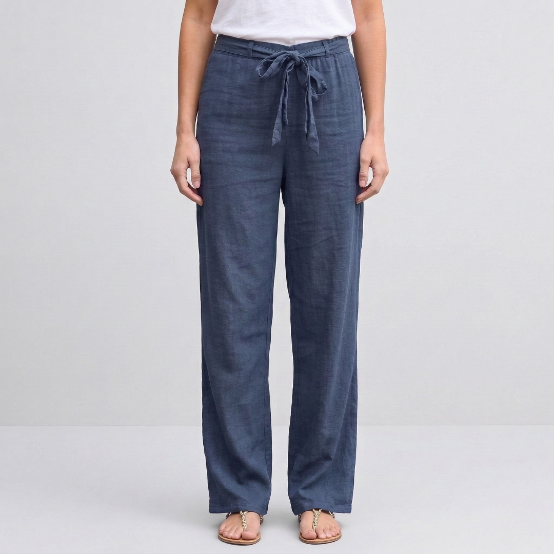Effortless Relaxed-Fit Tie-Waist Linen Trousers