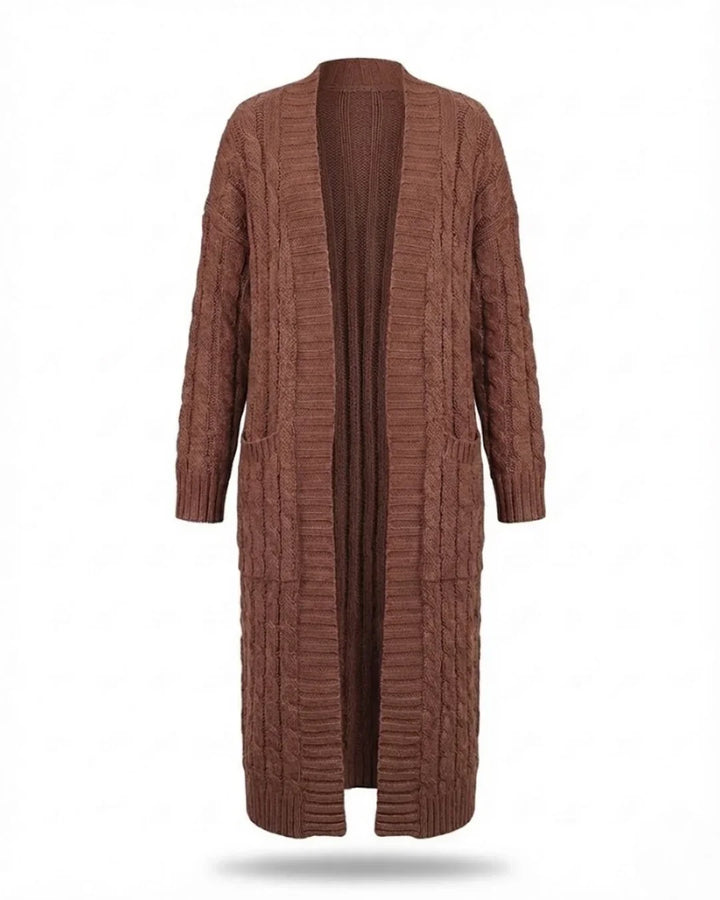 Indira™ | Extra-Long Cable-Knit Pocket Cardigan