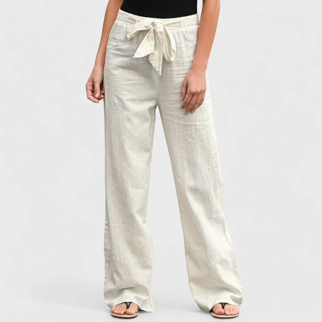 Effortless Relaxed-Fit Tie-Waist Linen Trousers