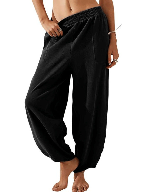 Casual Loose-Fit Elastic Waist Lantern Pants