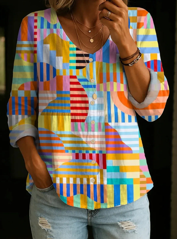 Wildflower Print Boho Button Blouse