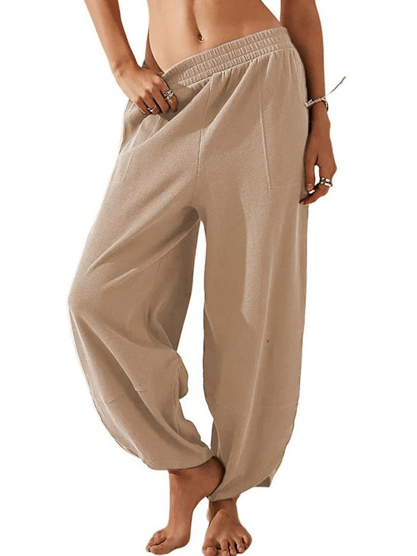 Casual Loose-Fit Elastic Waist Lantern Pants