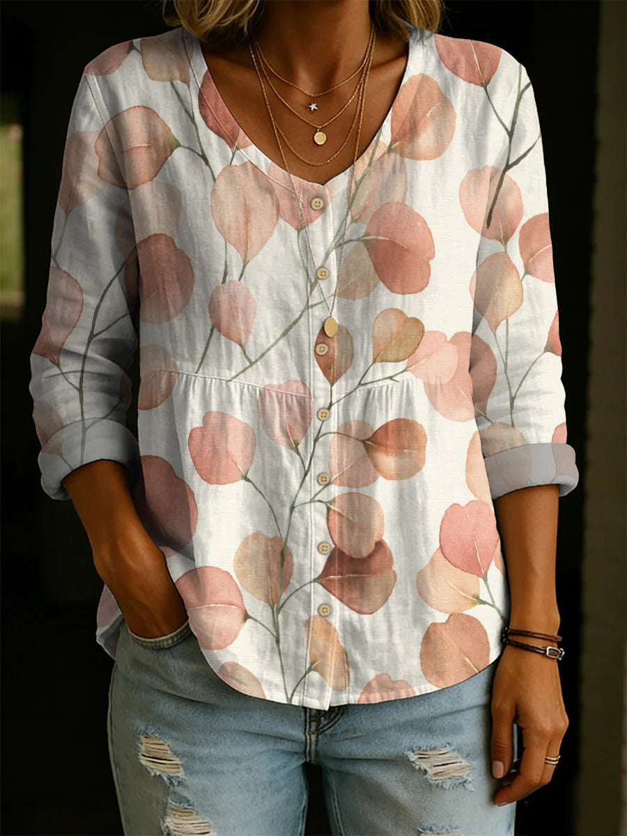 Wildflower Print Boho Button Blouse