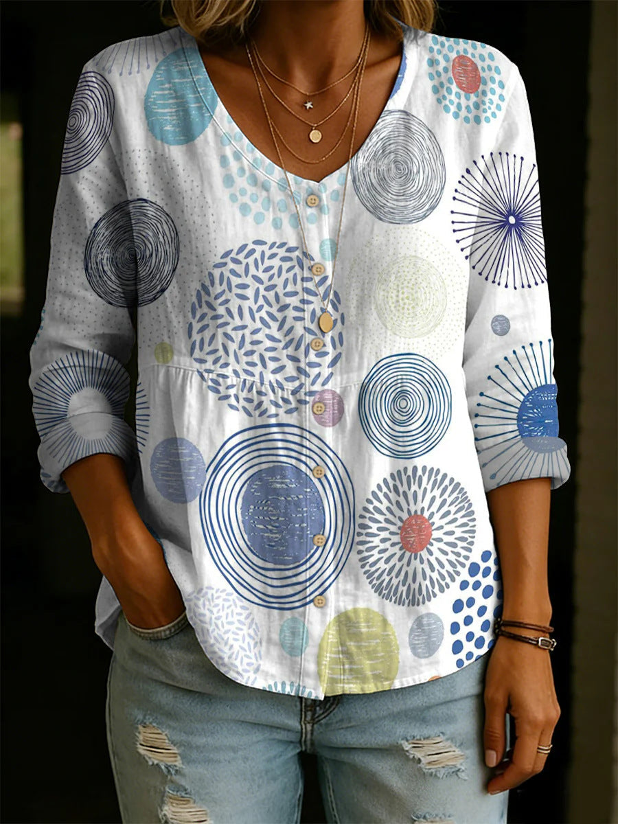 Wildflower Print Boho Button Blouse
