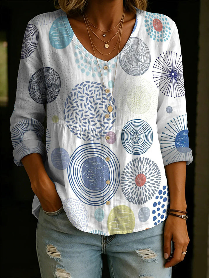 Wildflower Print Boho Button Blouse