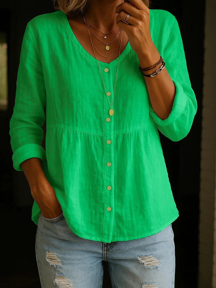 Wildflower Print Boho Button Blouse
