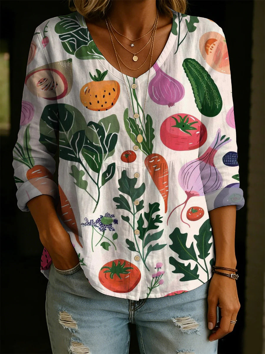 Wildflower Print Boho Button Blouse