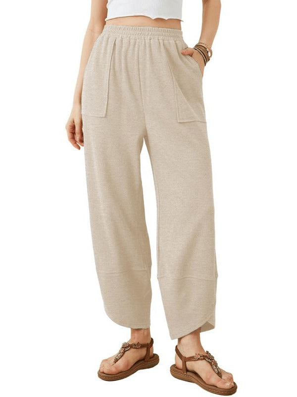 Casual Loose-Fit Elastic Waist Lantern Pants