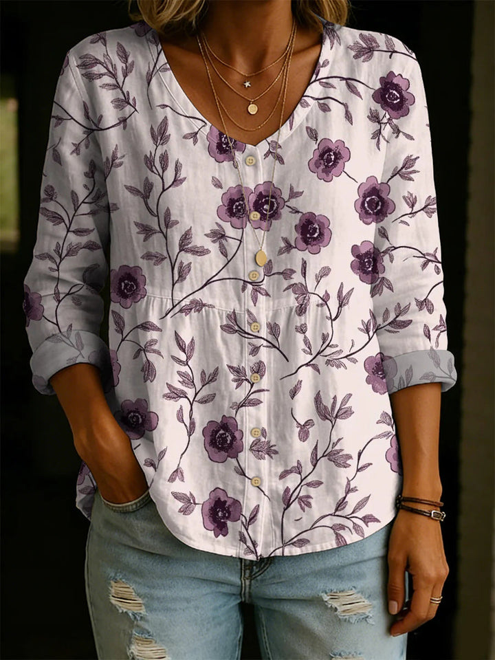 Wildflower Print Boho Button Blouse