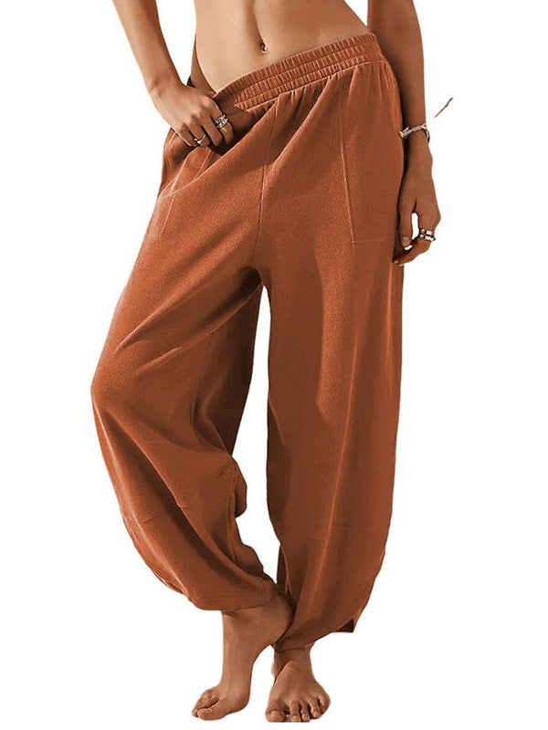 Casual Loose-Fit Elastic Waist Lantern Pants