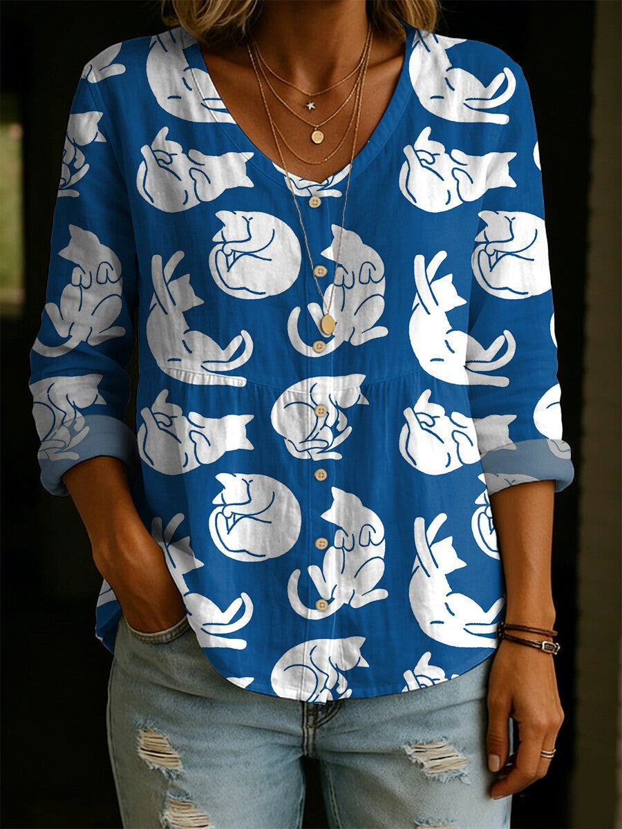 Wildflower Print Boho Button Blouse