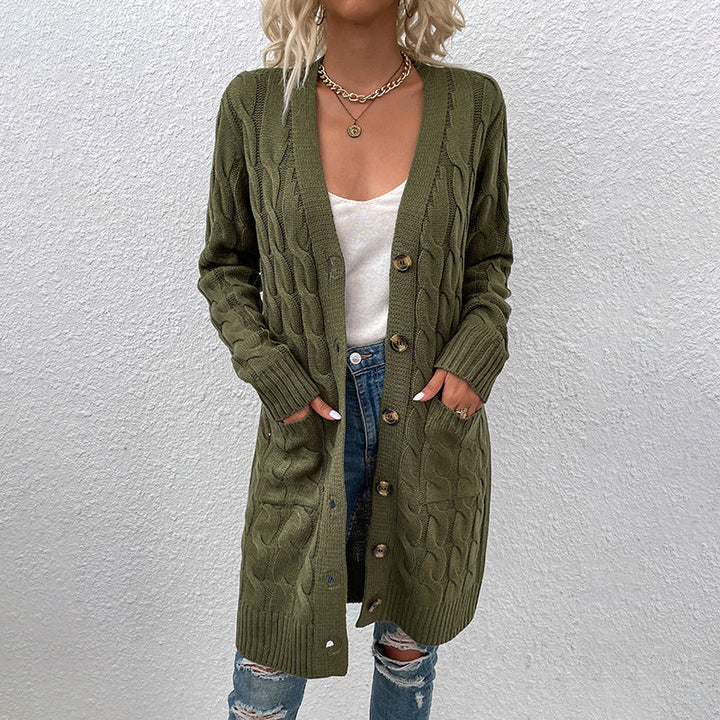 Kiana™ | Cable-Knit Buttoned Mid-Length Cardigan