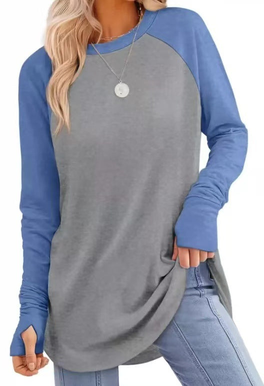 Filippa™ | Curved-Hem Raglan Long-Sleeve Top