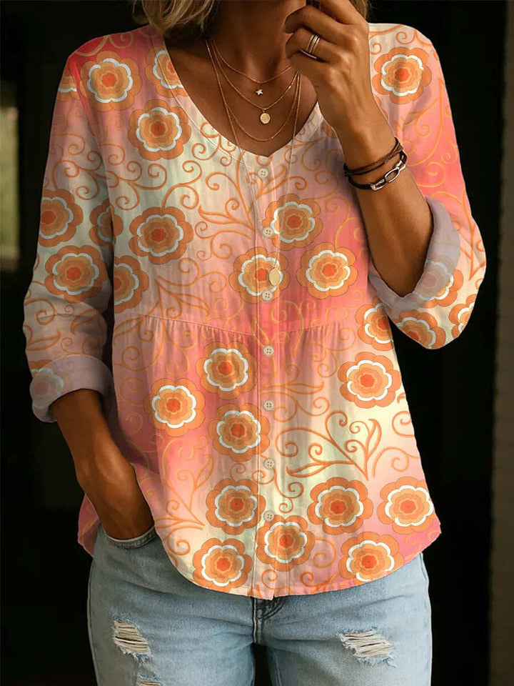 Wildflower Print Boho Button Blouse