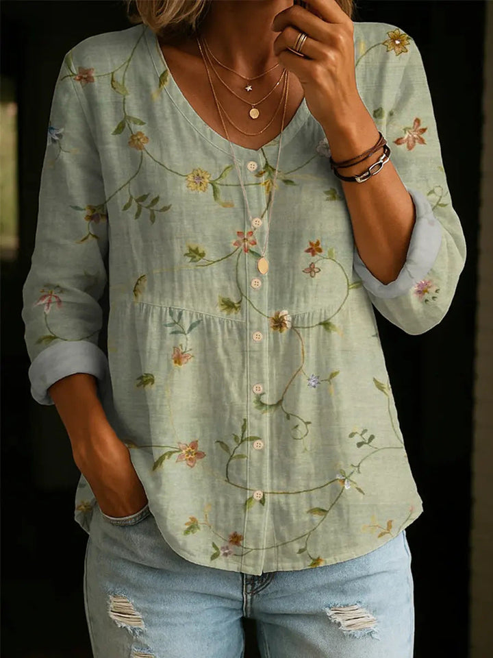 Wildflower Print Boho Button Blouse