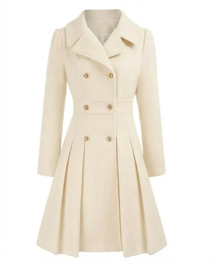Sofia™ | Gold-Buttoned Double-Breasted Fit-and-Flare Coat