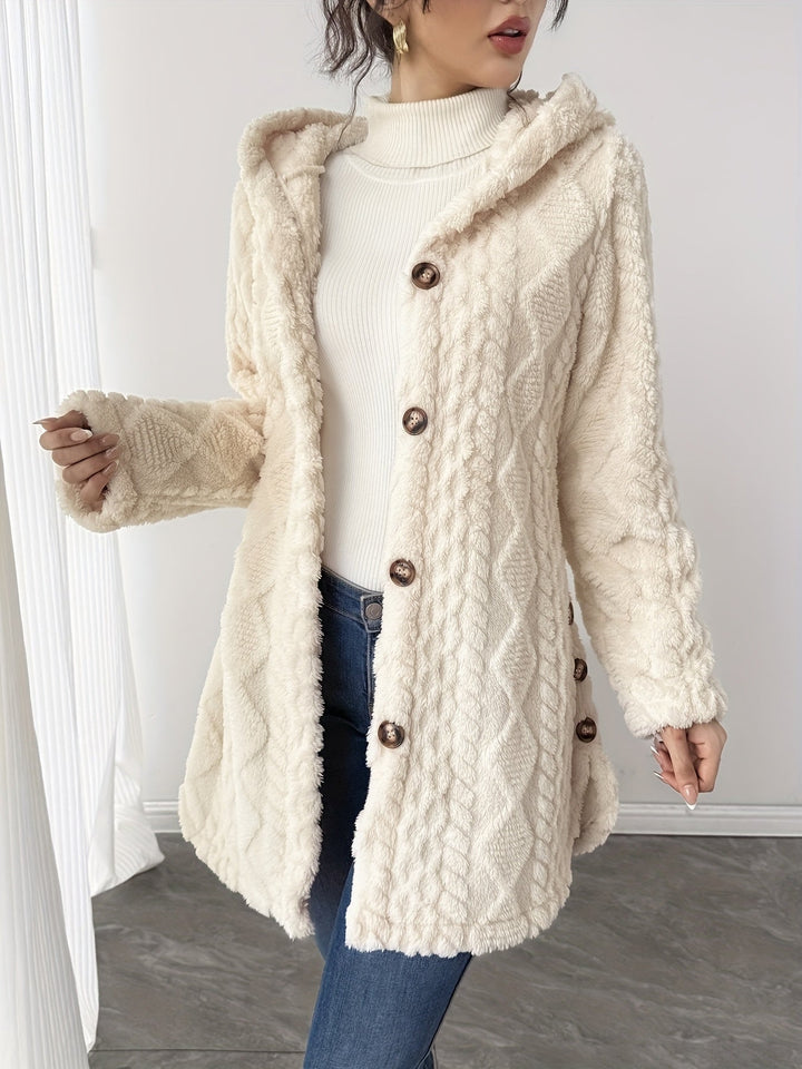 Alba™ | Cable-Knit Plush Hooded Cardigan