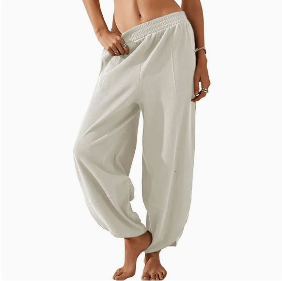 Casual Loose-Fit Elastic Waist Lantern Pants