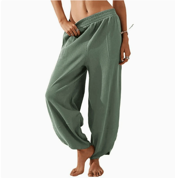 Casual Loose-Fit Elastic Waist Lantern Pants
