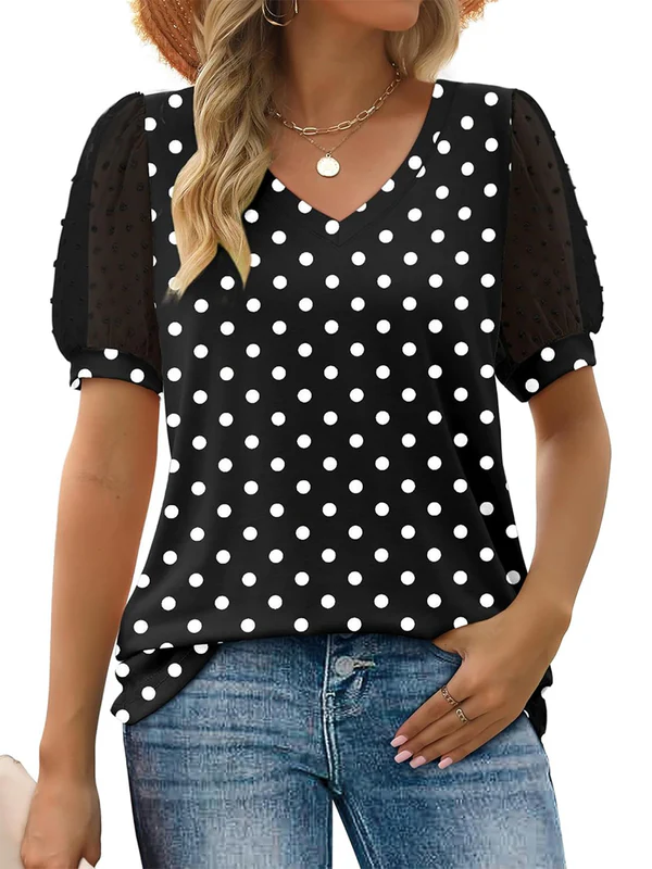 Charming V-Neck Puff Sleeve Blouse